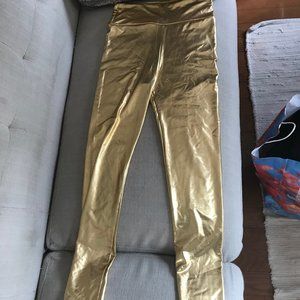 Stretchable Shiny Gold Leggings Size Medium, High Waisted, Worn Once